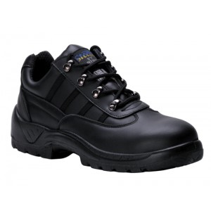 Portwest S1P Trainer Shoes Steel Midsole Buffalo Leather Chemical-resist Black Size 9 Ref FW25SIZE9
