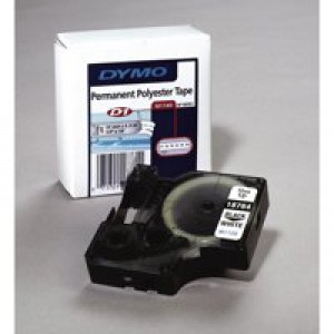 Dymo D1 Permanent Tape 12mm x5.5 Metres Black/White S0718060
