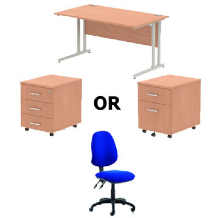 1400mm Desk/Ped/Chair Office & Home Furniture Bundle