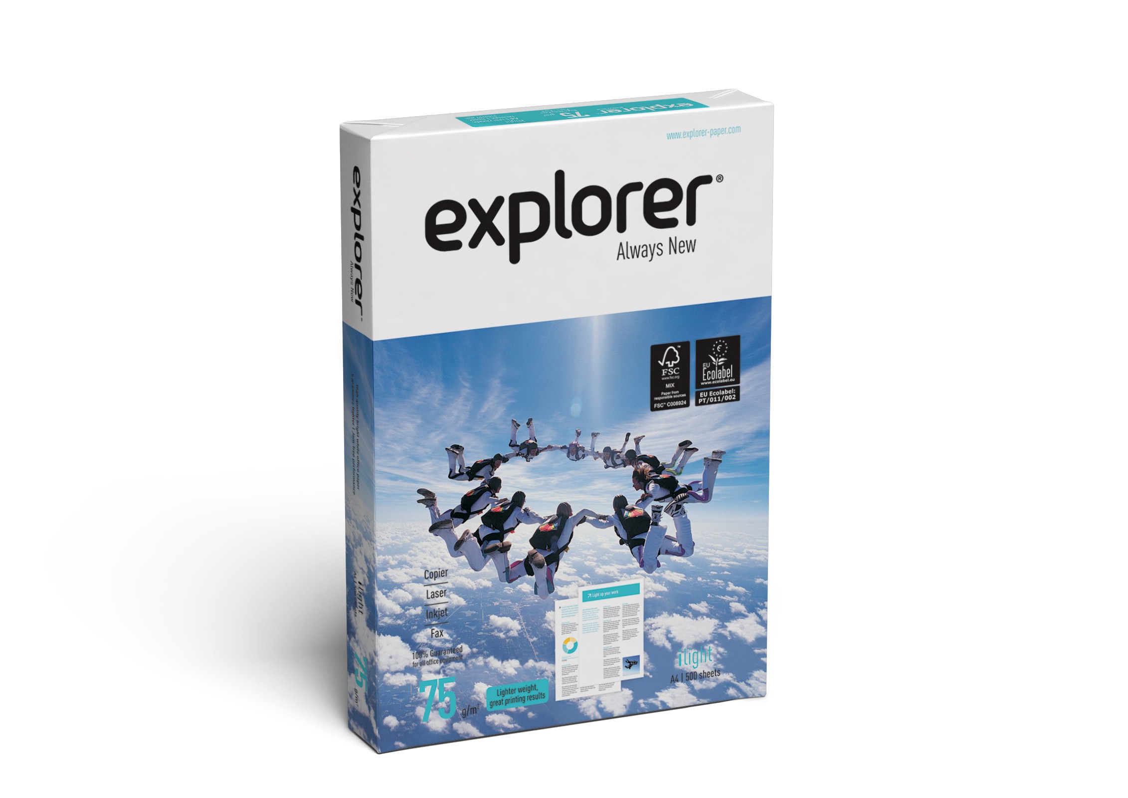 Explorer+iLight++A4+75gsm+White+Paper+whiteness+CIE+169