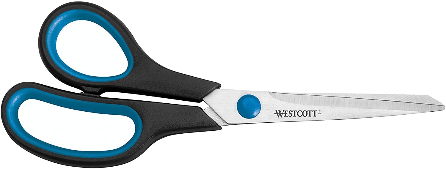 AMZN+Westcott+8+inch+Easy+Grip+Left+Handed+Soft+Grip+Scissor+-+Black%2FBlue+%28NON-RETURNABLE%29